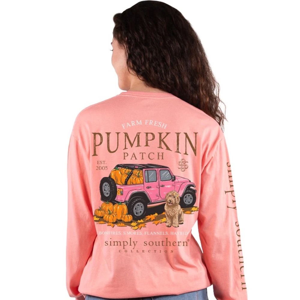 Simply Souther Women's Long Sleeve T-shirt Pumpkin Patch Plus Size XXL NWT Melon